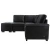 Sleeper Sectional Sofa, L-Shape Corner Couch Sofa-Bed with Storage Ottoman & Hidden Arm Storage & USB Charge for Living Room Apartment, Black