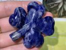 2inches Natural sodalite quartz crystal hand carved Four-leaf clover specimens crystal gifts 1x