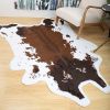 1pc Premium Faux Cowhide Rug 4.9 X 6.6 Feet, Durable And Large Size Cow Print Rugs, Suitable For Bedroom Living Room Western Decor, Faux Fur Animal Co