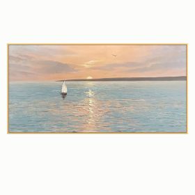 Artist Handpainted Modern Canvas Oil Painting Interior Home Decoration Painting Morning Sea Art Painting Rimless (size: 150x220cm)