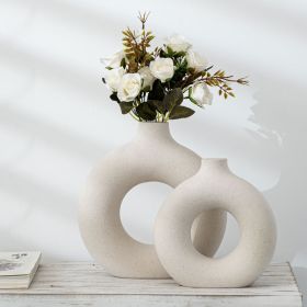 New Style Biscuit Vase Frosted Particle Flower Arranging Device (Color: Off white, style: Small)