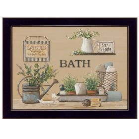 "Farmhouse Bath II" By Pam Britton, Ready to Hang Framed Print, Black Frame (Color: as Pic)