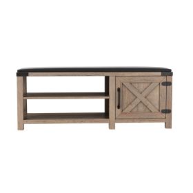 WESOME Modern Farmhouse Tobacco Wood Shoes Bench (style: Cushion)