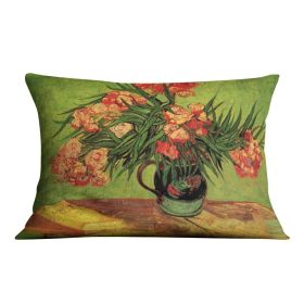 Still Life Vase with Oleanders and Books by Van Gogh Cushion (Insert: Without Insert, size: 14" X 14")