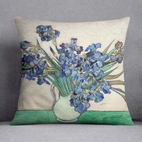 Irises in a vase Cushion (Insert: Without Insert, size: 16" X 16")