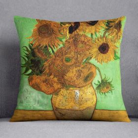 Still Life Vase with Twelve Sunflowers 2 by Van Gogh Cushion (Insert: Without Insert, size: 16" X 16")