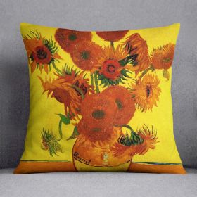 Still Life Vase with Fifteen Sunflowers 3 by Van Gogh Cushion (Insert: With Insert, size: 14" X 14")