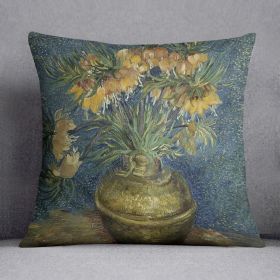 Van Gogh Fritillaries in a Copper Vase Cushion (Insert: Without Insert, size: 18" X 18")