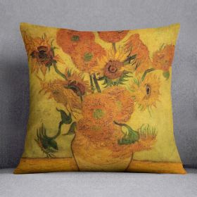 Still Life Vase with Fifteen Sunflowers 2 by Van Gogh Cushion (Insert: With Insert, size: 20" X 20")