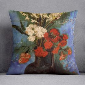 Vase with Carnations and Other Flowers by Van Gogh Cushion (Insert: Without Insert, size: 18" X 18")