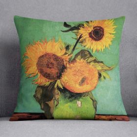 Three Sunflowers in a Vase by Van Gogh Cushion (Insert: Without Insert, size: 16" X 16")