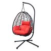 Outdoor Rattan Hanging Oval Egg Chair in Stock