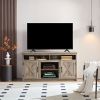 Farmhouse Barn door TV Media Stand Modern Entertainment Console for TV Up to 65" with Open and Closed Storage Space