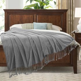 VERAMUSE Chenille Throw Blanket for Couch Lightweight Throws for Bed and Sofa (Color: Gray, size: 55" x 75")