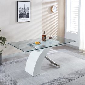 Stylish Dining Room Table, Luxury Glass Top Dining Table, Modern Design For Your House (2 Colors) (Color: as Pic)