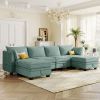 U_Style Modern Large U-Shape Modular Sectional Sofa, Convertible Sofa Bed with Reversible Chaise for Living Room, Storage Seat