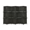 6 Panel Folding Weave Fiber Room Divider with 2 Display Shelves