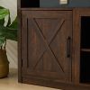 Farmhouse Barn door TV Media Stand Modern Entertainment Console for TV Up to 65" with Open and Closed Storage Space