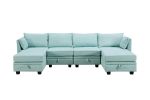 U_Style Modern Large U-Shape Modular Sectional Sofa, Convertible Sofa Bed with Reversible Chaise for Living Room, Storage Seat