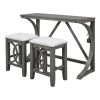 3-Piece Counter Height Dining Table Set with USB Port and Upholstered Stools