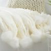 VERAMUSE Pom Pom Throw Blanket for Couch 50"X60" Farmhouse Blankets for Bed and Sofa