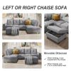 Reversible Sectional Sofa Space Saving with Storage Ottoman Rivet Ornament L-shape Couch for Large Space Dorm Apartment