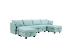 U_Style Modern Large U-Shape Modular Sectional Sofa, Convertible Sofa Bed with Reversible Chaise for Living Room, Storage Seat