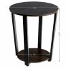 2-Tier Round End Table with Storage Shelf and Metal Frame