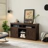 Farmhouse Barn door TV Media Stand Modern Entertainment Console for TV Up to 65" with Open and Closed Storage Space