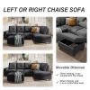 Reversible Sectional Sofa Space Saving with Storage Ottoman Rivet Ornament L-shape Couch for Large Space Dorm Apartment